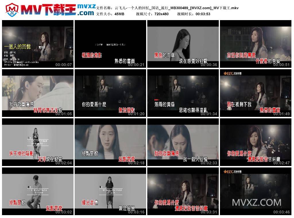 云飞儿-一个人的回忆_国语_流行_MB300489